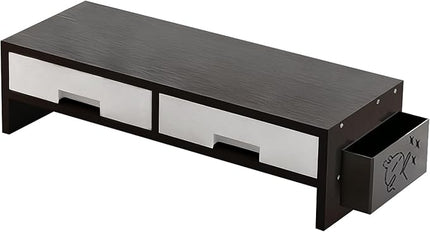 Computer Monitor Riser - Storage Drawer Stand, Stable Desk Organizer, Elevated Ergonomic Display Shelf | Functional Workstation Addition for Family Rooms Indoor Offices and Study Areas