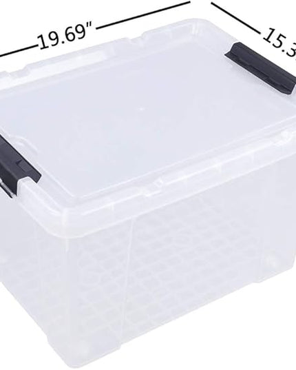 50 Quart Plastic Storage Container with Wheels, Clear Large Storage Bin, 4 Packs