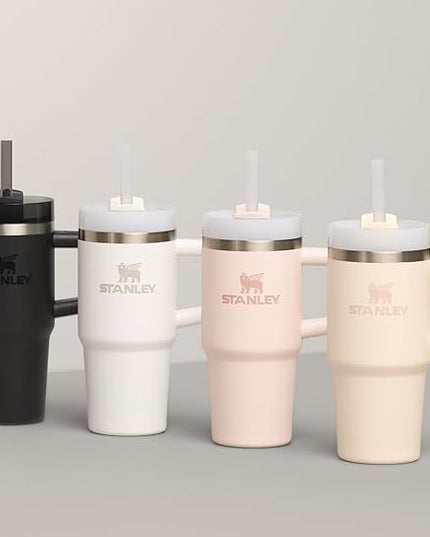 STANLEY Quencher H2.0 Tumbler with Handle and Straw 20 oz | Flowstate 3-Position Lid | Cup Holder Compatible for Travel | Insulated Stainless Steel Cup | BPA-Free | Rose Quartz 2.0