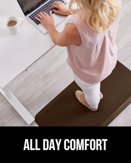 GORILLA GRIP Comfortable Cushioned Kitchen Mats for Floor, 48x20, Waterproof and Stain Resistant Soft Top, 3/4 Inch Thick Ergonomic Standing Desk Anti Fatigue Mat, Foam Supports Ankles and Feet, Brown