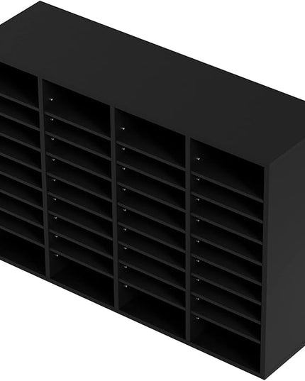 VEVOR Wood Literature Organizer, 36 Compartments, Mailboxes Slot with Removable Shelves, File Sorter for Office, Home, Classroom, or Mailrooms Organization, Black