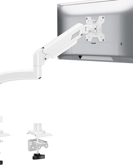 Single Monitor Mount Arm, VESA Desk Mount Stand for 13-32 inch Computer Screen up to 22 lbs, Adjustable Height Tall Monitor Arm with Tilt Swivel Rotation, VESA 75 100mm, White, Freelift