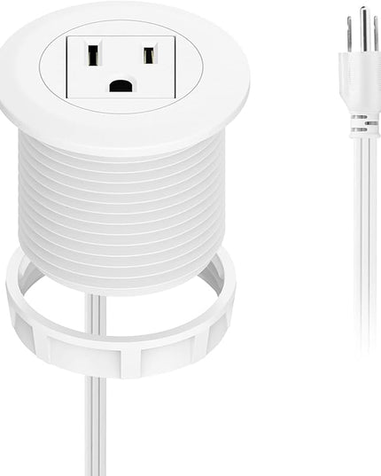 Mini Desktop Power Hub Grommet, Desk Outlet Charge Stantion Build-in 1 US Standard Outlet with 6.56 FT Extension Power Cord,Recessed Power Strip Socket for Table Cabinet Sofa Nightstands