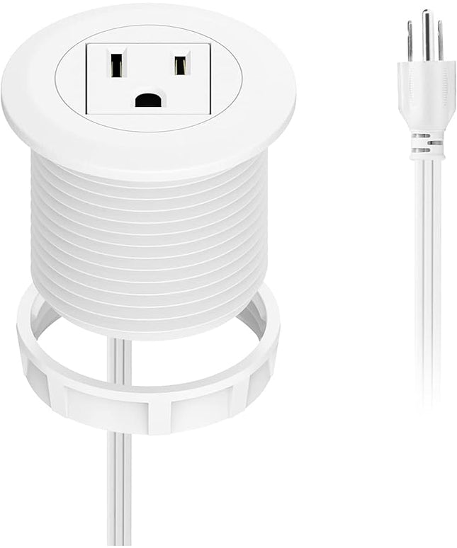 Mini Desktop Power Hub Grommet, Desk Outlet Charge Stantion Build-in 1 US Standard Outlet with 6.56 FT Extension Power Cord,Recessed Power Strip Socket for Table Cabinet Sofa Nightstands
