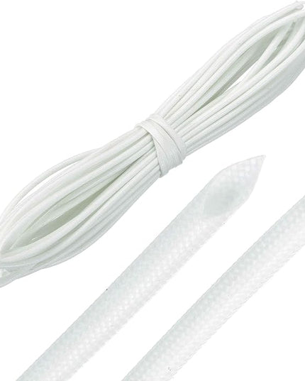 MECCANIXITY 30ft Braided Cable Sleeve, 5/64" ID 200C High Temperature 1500V Fiberglass Wire Insulation Cord Protector Organizer Wires Management for Motor Engine Fuel Line, White