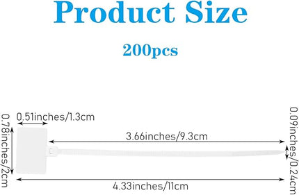 200PCS Nylon Cord Labels Reusable Self-Locking Cable Ties Label Tags Handwriting Cord Wraps Markers for Electronics Cords, Cable Straps Organizer for Earphone, Phone Charger(White)
