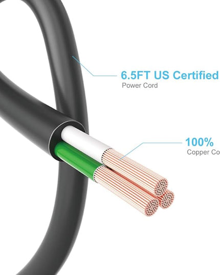 Power Strip, 6 Outlets and 3 USB Ports 6.5FT Long Extension Cord, Circle Socket Overload Surge Protector, 100% Copper Core, Flat Plug Charging Station Compact for Office, Home, Travel (Black)
