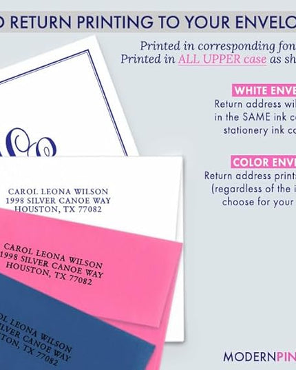 Classic Monogram Stationary Set FOLDED NOTE CARDS, Personalized Stationary Set, Personalized Monogram Stationery, Your Choice of Colors and Quantity