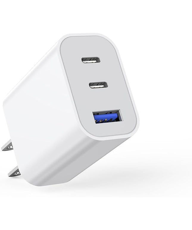 35W Fast USB C Charger Block Double Port USB C Charger PD+QC Wall Plug Multiport Block Cube Compatible with iPhone 17/17 Pro/16 Pro Max/16 Plus/iPhone 15/15 Pro/15 Pro Max/14/13/12/X/iPad Pro/Mini/Air