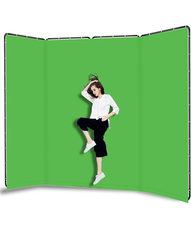 7.87ft x 13.12ft Green Screen Backdrop with Stand, Large Collapsible Green Backdrop with Heavy Duty Stand for Parties, Photography, Video Shooting, Live Streaming, Gaming