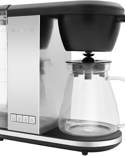Bonavita Enthusiast 8 Cup Drip Coffee Brewer, Pour Over, SCA Certified Coffee Machine with Glass Carafe, Stainless Steel Panel, Removable Reservoir