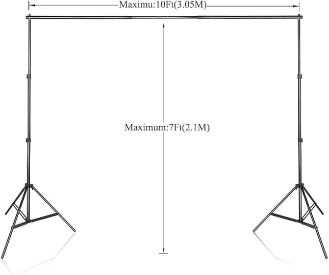 SLOW DOLPHIN Photo Video Studio 10x7ft(WxH) Adjustable Backdrop Support System Kit Background Stand with Carry Bag