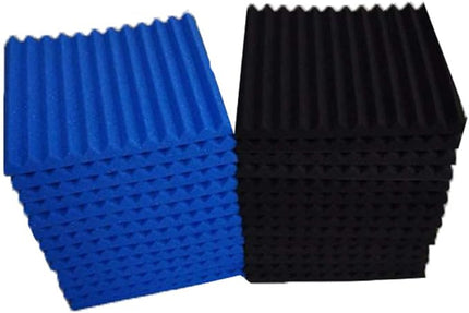 50 Pack Acoustic Panels Soundproof Studio Foam for Walls Sound Absorbing Panels Sound Insulation Panels Wedge for Home Studio Ceiling, 1" X 12" X 12" (Black&Blue)