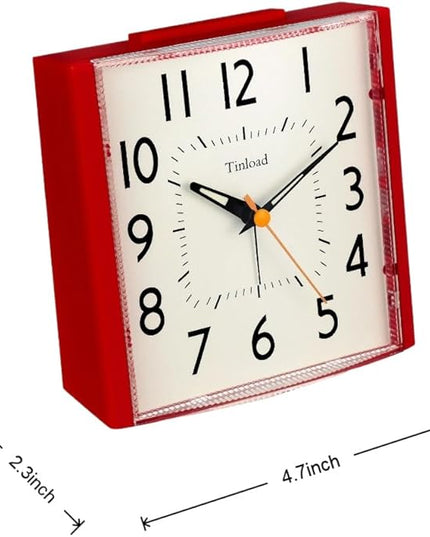 4.7" Vintage Retro Analog Alarm Clock, Super Silent Non Ticking Clock with Night Light, Snooze, Battery Operated, Simply Design, for Living Room, Bedroom, Bedside, Desk, Gift Clock