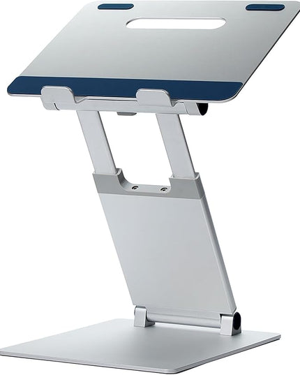 POUT E3 Lift — Ergonomic Laptop Stand for Desk, Adjustable Height 2" to 20" — Laptop Riser Portable Laptop Stand for Laptop — Standing Desk Converter for MacBook 10"-17" Laptops (Blue)