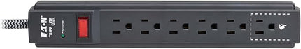 Eaton Tripp Lite Series 6-Outlet Surge Protector Power Strip, Flat Plug 20ft Braided Extension Cord, 1200 Joules, 15A Circuit Breaker, Lifetime Manufacturer's Warranty & $10,000 Insurance (TLP620DB)