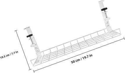 Under Desk Cable Management Tray and Wire Organizer, No-Drill 500Mm Large Capacity Cable Storage Rack for Office Desk Cord Management Holder