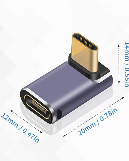 Poyiccot 240W USB C 90 Degree Adapter, Up & Down 90 Degree USB C Adapter,(40Gbps, 8K@60Hz, Male to Female) Type C Extender Compatible for iPad, Notebook, Galaxy S23, Thunderbolt 4/3, (2-Pack)