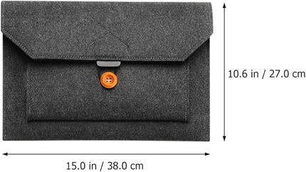 Mikikit 14-Inch Laptop Sleeve Felt Computer Pouch Business Carrying Bag with Tablet Storage Organizer for Travel and Work, Black
