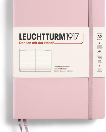 LEUCHTTURM1917 - Notebook Hardcover Medium A5-251 Numbered Pages for Writing and Journaling (Powder, Ruled)