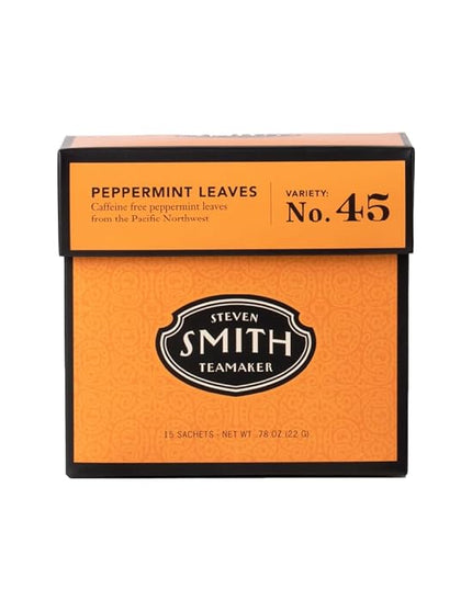 Steven Smith Teamaker Peppermint Leaves No. 45, Herbal Tea, Caffeine-Free, Sugar-Free, Sustainably Grown, Tea Bags, 15 Sachets, 0.78oz each