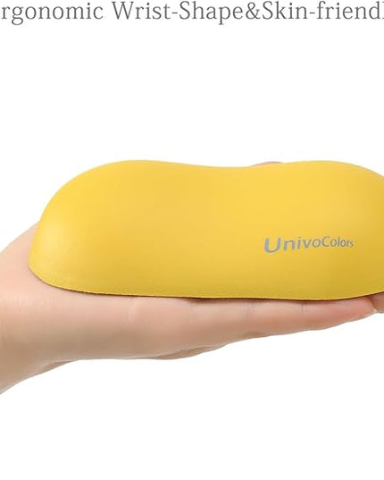 UnivoColors Design-Wave Wrist Rest, Artificial Sheepskin+Memory Foam+Ergonomic+Anti-Slip Gel, Resilience Support During Work and Gaming,Mouse Accessory,Yellow,N