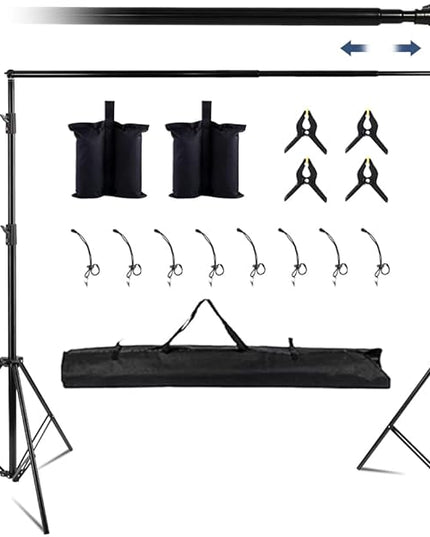 Kate Backdrop Stand Kit for Photography, 10x8.5ft(WxH) Adjustable Heavy Duty Photo Background Stand with 8 Clamps and 2 Sandbags, Back Drop Support System Stand for Backdrop Parties
