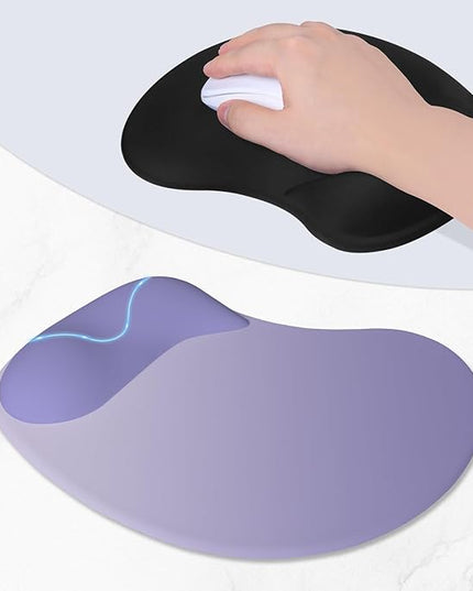 ITNRSIIET Ergonomic Mouse Pad, Cushioned Gel Wrist Rest, Non-Slip Base, Smooth Surface, Compatible with All Mice for Office & Gaming, Desk Accessory, 9.5 x 8.2 inch, Purple Gradient