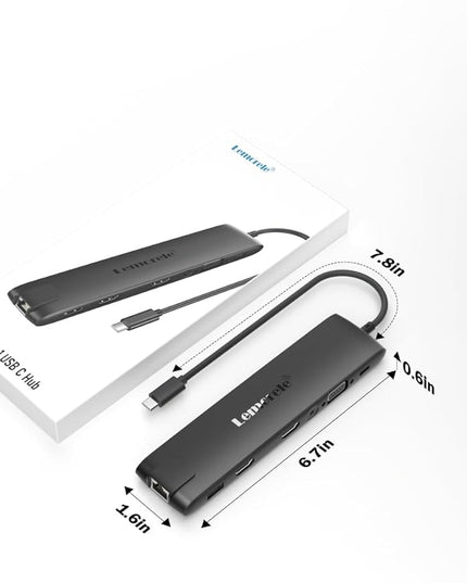 Lemorele 13-in-1 USB C Docking Station with Triple Display, 2X 4K HDMI, VGA, 100W PD, 6 USB Ports (incl. USB-C 3.2), Gigabit Ethernet, SD/TF Reader, 3.5mm Audio for MacBook/Windows
