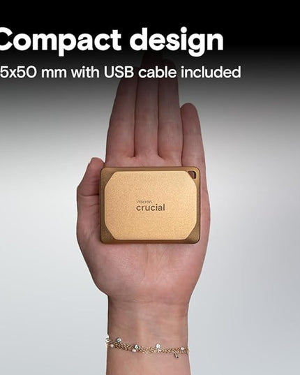 Crucial X10 Pro 4TB Portable SSD, Up to 2,100MB/s Read, 2000MB/s Write, USB 3.2 USB-C, External Solid State Drive, Durable Storage for Professional Creators, Gold - CT4000X10PROSSD9D02