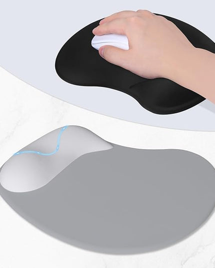 ITNRSIIET Ergonomic Mouse Pad, Cushioned Gel Wrist Rest, Non-Slip Base, Smooth Surface, Compatible with All Mice for Office & Gaming, Desk Accessory, 9.5 x 8.2 inch, Light Gray Accent