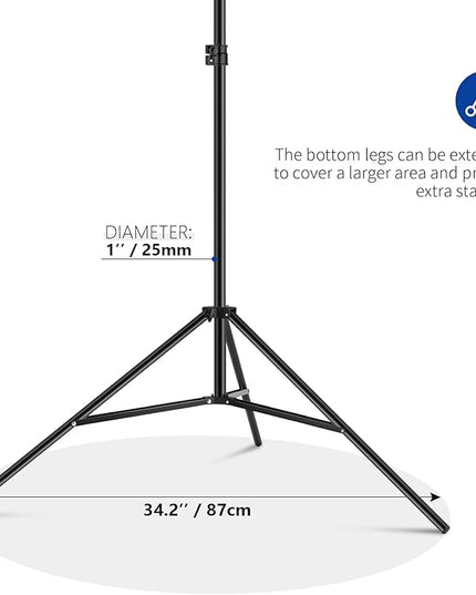 NEEWER T-Shaped Background Backdrop Support Stand Kit, 8.5ft/2.6m Tall Adjustable Tripod Stand and 5ft/1.5m Wide Crossbars with 6 Spring Clamps and 1 Carrying Bag for Studio Photo Video Photography