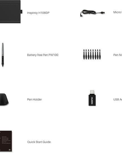 HUION Inspiroy H1060P Graphics Drawing Tablet with 8192 Pressure Sensitivity Battery-Free Stylus and 12 Customized Hot Keys, 10 x 6.25 inches Digital Art Tablet for Mac, Windows PC and Android