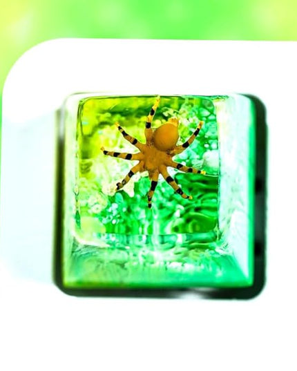 Tarantula Spider Artisan Keycap Green and Yellow Forest R1 SA Profile Custom Insects Keycaps 1U ESC Handmade Gaming Resin Key Cap Cherry MX Switch Compatible Mechanical Keyboard Spider Lover Gift