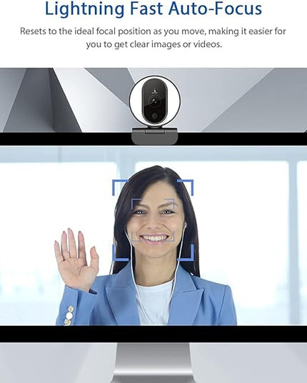 NexiGo N680E 1080P Webcam with Ring Light, Privacy Cover and Dual Microphone, Advanced Auto-Focus, Adjustable Brightness, Streaming Web Camera for Zoom Skype Facetime, PC Mac Laptop Desktop
