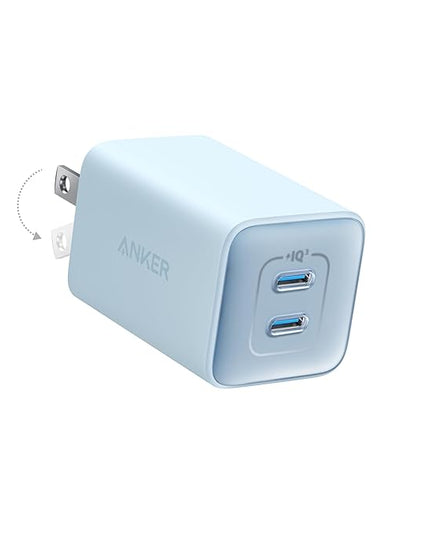 Anker Nano Charger, 47W 2 Port Compact Foldable GaN USB C Charger for iPhone 17/16, Galaxy, Pixel, Compatible with MagSafe (Blue)
