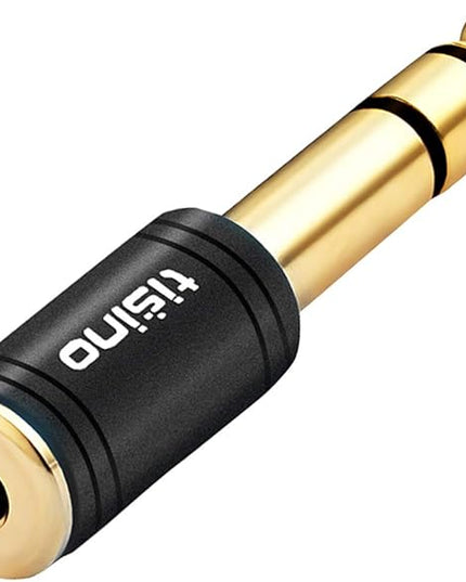 Tisino 3.5mm to 1/4 Stereo Adapter, 1/8 inch Female to 1/4 inch Male Aux Jack Converter Headphone Adapter - Black, 1PCS
