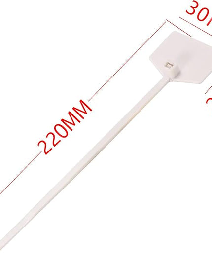 8 in Marker Nylon Cable Ties, Plastic Water Proof Tags, Self-Locking Written-on Cable Marker, Security Seals Label for Cabling, Wire Marking Label, Shipping Hanging Tags - Red/ 100pcs