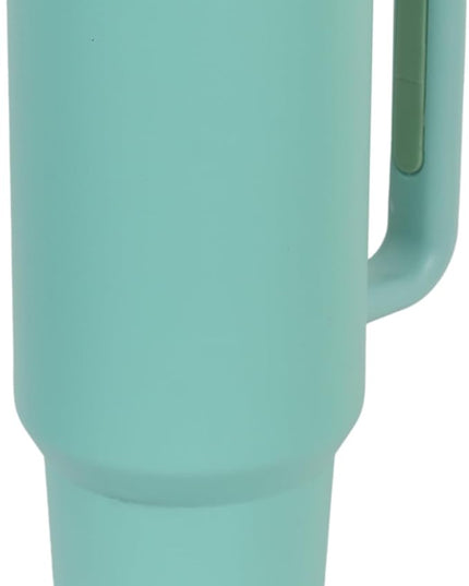 40oz Insulated Tumbler with Handle, Leakproof Straw Lid & Carry Handle - Double Wall Vacuum Insulation Keeps Ice 24 Hours, BPA Free Stainless Steel Water Bottle (Pale Turquise)