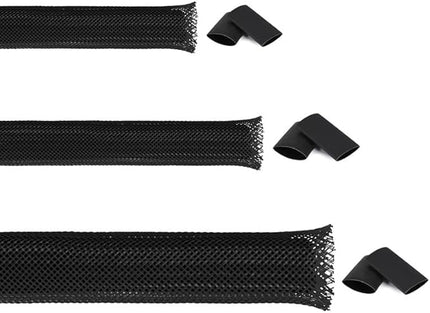 75ft Braided Wire Loom Sleeving Kit,Cable Management Sleeve,Wire Protector Tubing,Cord Organizer Used at Home or Office, to Protect Cables in Automotive,Military, Marine(Black,1/4inch,1/2inch,3/8inch)