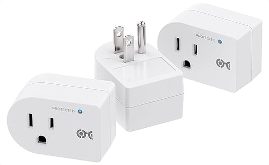 [ETL Listed] Cable Matters 3-Pack Non-Blocking 750 Joules (500V Clamping Voltage) Single Outlet Surge Protector, 15A / 1875W, Wall Surge Protector Outlet, White