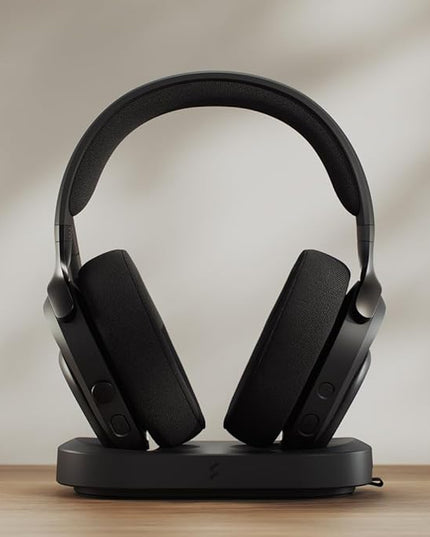 Fractal Design Scape Dark - Wireless PC Gaming Headset - Detachable Flip-to-Mute Microphone with Noise Cancellation - Battery Life Up to 40 Hours - Configurable Ambient Lighting - Black