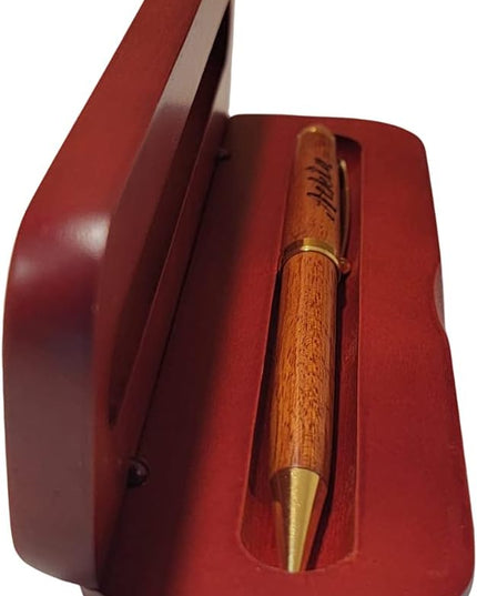 LAS VILLAS DESIGNS Personalized Wooden Ballpoint Pen with Personalized Case | Rosewood | Fully Customizable | Gift for graduations, birthdays, weddings, for him and for her (Pen w/Case)