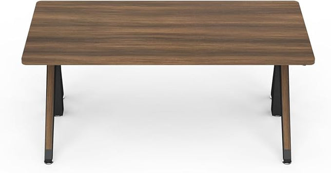 DEZCTOP Revon Pro Electric Standing Desk, 59" x 27.6" Large Work Surface, Height Adjustable (27.6"-47.2"), Sturdy Keel Frame, with Magnetic Modular System, Anti-Collision, Walnut for Home Office