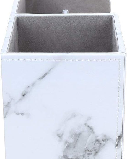 KINGFOM Desk Organizer Office Supplies Caddy Pu Leather Multi-function Storage Box Pen/Pencil,Cell phone, Business Name Cards Remote Control Holder Gray Marble
