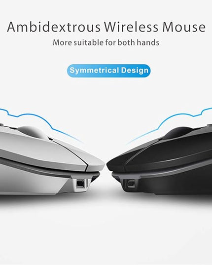 Uciefy Q5 Slim Rechargeable Wireless Mouse, 2.4G Portable Optical Silent Ultra Thin Wireless Computer Mouse with USB Receiver and Type C Adapter, Compatible with PC, Laptop, Notebook, Desktop Black