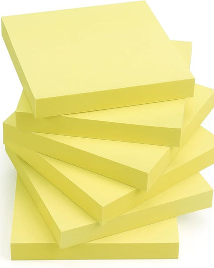 Sticky Notes 3x3 Self-Stick Notes Pads with 6 Bright Colors, Easy to Post for Office, School, Home, 6 Pads/Pack, 100 Sheets/Pad (Yellow)