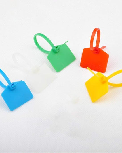 Cable Zip Tie with Tag,Wire Zip Ties with Label,100 Pcs Plastic Nylon Cable Ties,Multi Color Self-Locking Write on Tie Wraps
