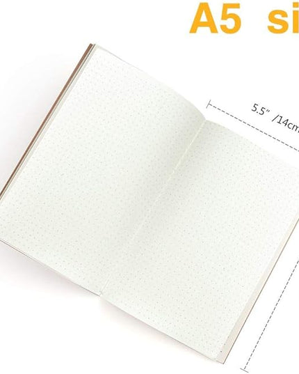 Coopay 24 Pack Journal Notebooks Kraft Brown Cover Dot Grid Bullet Notebooks for Travelers Office Home School Business, A5 Size - 8.3 x 5.5 Inches, 60 Pages