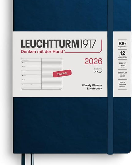 LEUCHTTURM1917 - Weekly Planner & Notebook 2026, Softcover, Paperback (B6+), Ruled, Deep Sea (Jan 1 - Dec 31, 2026)